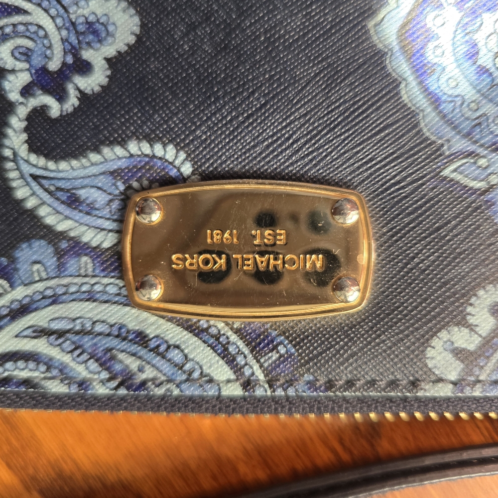Michael Kors Blue and Gold Wallet